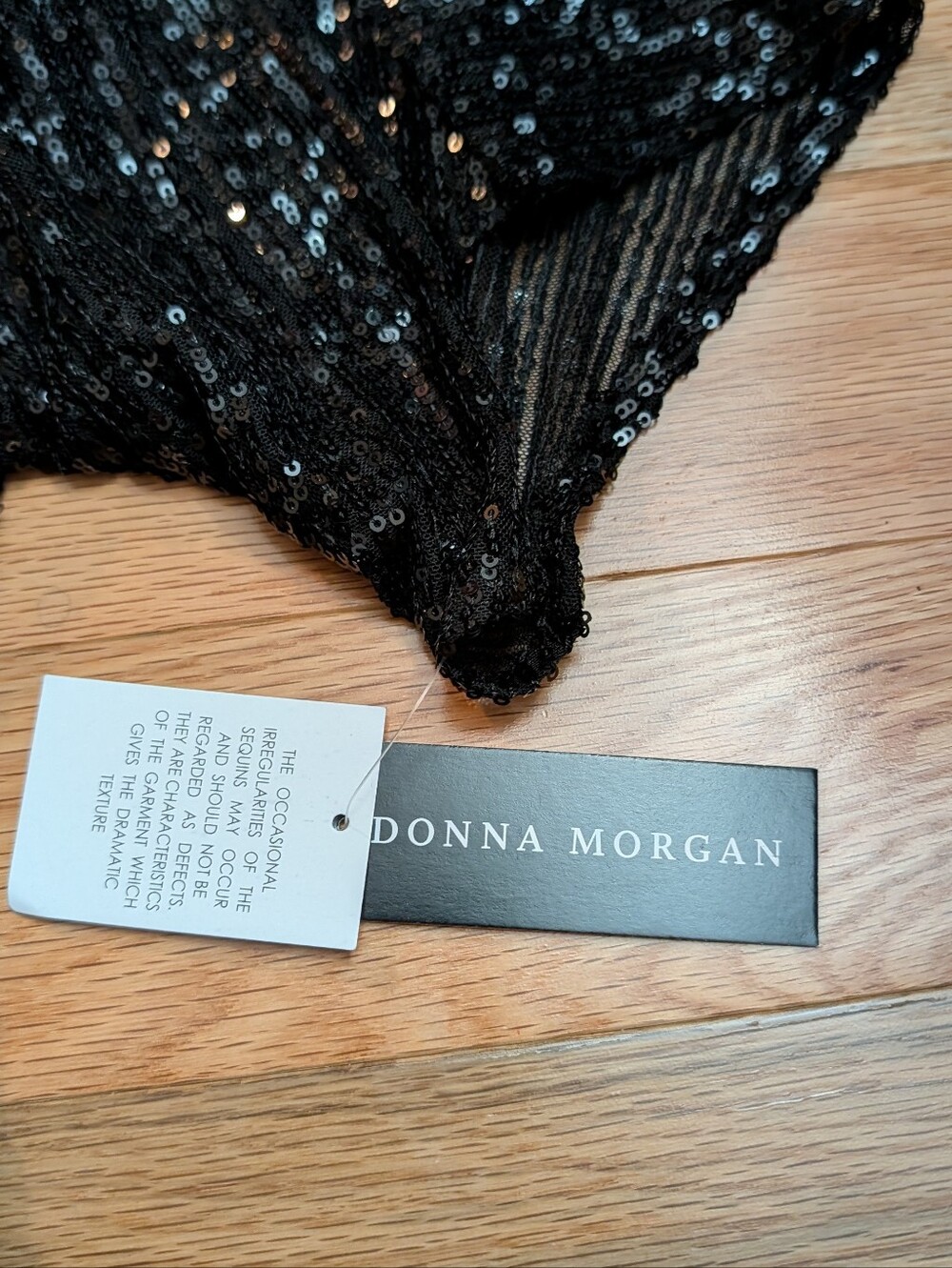 Nwt Donna Morgan Cowl Neck Short Flutter Sleeve Black Sequin Mini Dress 10 - Picture 9 of 10